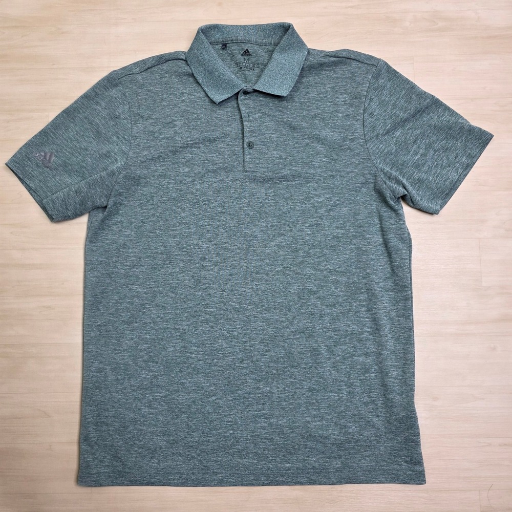 Adidas Primegreen Mens Golf Polo Shirt Medium Heathered Green Short‎ Sleeve